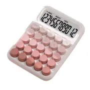 Cute Calculator 12 Digit Large Button Clear Display Screen Calculator Tool(Pink)