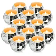 12 Pcs Disco Ball Candle Holder Glass Mirror Candle Holder Disco Ball Decor f...