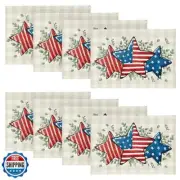 Artoid Mode American Flag Stars Eucalyptus 4th of July Placemats Set of 8, 12