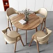ZYZSY Office Reception Room Club Table, Small Conference Room Tables Simple Office Table, Round Furniture Table and Chair Set for Kitchen, Dinning Room(Coffee color)