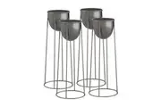 SOGA 4X 70cm Round Wire Metal Flower Pot Stand with Black Flowerpot Holder Rack Display