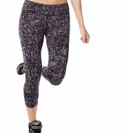 NWT Zumba Wear Perfect Capri Leggings Small Polyester Spandex Black Gray NEW