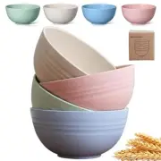 Set of 4 Wheat Straw Cereal Bowls for Serving Soup Oatmeal Pasta Salad