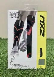 2XU Hyoptik Reflective Compression Running Socks Black/Pink Women's Size Large