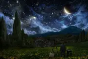 STARRY NIGHT PERSPECTIVE 24x36 poster FANTASY VINCENT VAN GOGH CLASSIC PAINTING!