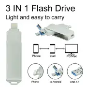 1TB 32GB USB3.0 Flash Drive 3IN1 Memory Stick OTG Storage Pen for iPhone Android