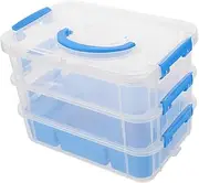 SEWACC Stackable Craft Storage Box with Lid Multipurpose Plastic Organizer for Puzzles and Small Parts Compartmentalized Design for Easy Sorting and Organization for School and Office