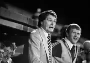 Ipswich Town Manager Bobby Robson Looks On From The Dugout 1981 Soccer Old Photo