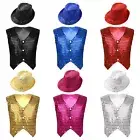 Kids Boys Girls Sequins Vest Waistcoat Top Hip Hop Jacket Dancewear with AU