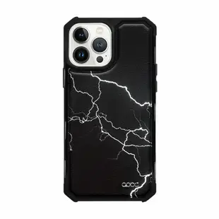 apbs iPhone 13 Pro Max / 13 Pro / 13 軍規防摔皮革磁吸手機殼-經典牛紋-雷閃-黑殼