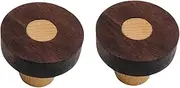 Knobs 2Pcs Cabinet Door Handle Wardrobe Drawer Flower Shape Solid Wood Wardrobe Handle Small Round Walnut