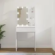 Dressing Table with LED White 60x40x140 cm, Asymmetrical Dressing Table with LED Mirror and Ample Storage for a Modern Makeup Corner Vanity Units