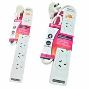 Sansai 4-way or 6-way basic Powerboard, 1m lead, surge/overload protect, switch