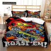 v1021 Bed Sheets Cartoon Rat Fink Bedding Set Duvet Cover Bedroom Comforter Covers Single Twin King Size Quilt Cover Home Textile /PCS 3-Piece Bedding