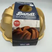 Nordic Ware 75th Anniversary Braided Bundt Heavy Cast Aluminum Gold Pan 12 Cups