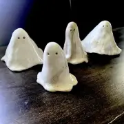 Handmade Studio Pottery Ghost Sculpture Decor Art Stoneware Halloween Signed