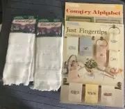2 Charles Craft FINGERTIP Towels 14CT Cross Stitch White w/Trim NWT + 2Leaflets