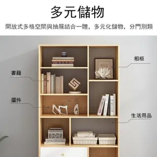 【E家工廠】書櫃 收納櫃 儲物櫃 書架 簡易書櫥 靠牆置物架(002-兩抽原木色+白色)