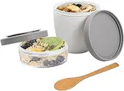 Wisebom Double Layer Yoghurt Container With Spoon - Leak-Proof Cup for Porridge, Fruit and Food (White)