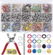 804Pcs Snap Fasteners Tool Kit Hollow and Solid Metal Prong Snaps Buttons
