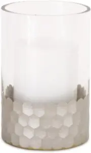 Melrose Silver/Grey Geometric Glass Candle Holder (Set of 2)
