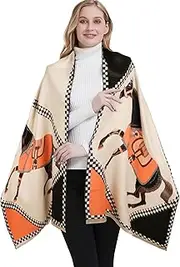 [Aurolran] Scarfs for Women Pashmina Silky Shawl Wrap for Evening Dressing Blanket Open Front Poncho Cape
