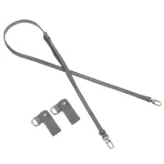 Adjustable Leather Shoulder Strap Purse Straps with Silver Clasp Gray