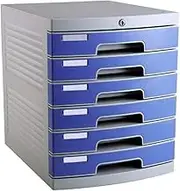 Lockable Plastic Desk File Cabinet with 6 Layer Landslide Drawer Storage Color: Default
