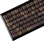 YMDK Wood PBT Keycaps MOA Profile 130 Keys Dye Sub Top Print Walnut Pattern Custom Keycap Set for MX Mechanical Keyboard 61/64/68/84/87/100/104/108 Layout