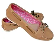 Sperry Top Sider Tan Leather Womens Boat Shoes Size 10m M Sz