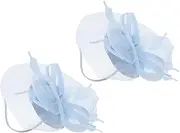 [OFFIGAM] Bridal Feather Hair Accessories Party Hat Hair Clip Tea Party Hats Hair Clips Headpiece for Bride Hair Accessories for Bride Tea Hat Bridal Headdress Headband Sky-blue Mesh