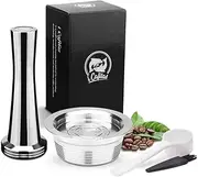 [i Cafilas] Refillable Coffee Pods, Stainless Steel Reusable Coffee Capsule for LAVAZZA A MODO MIO Espresso Coffee Machines + 1 Spoon + 1 Brush with/Without Coffee Tamper (Capsule + Coffee Tamper)