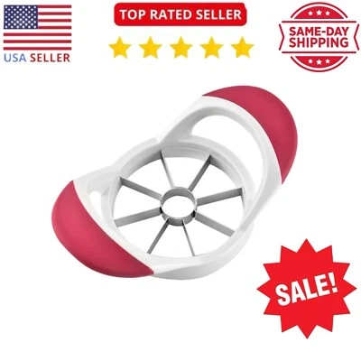 Apple/ Fruit Slicer, 8 Slices, Core Remover (White With Red Handles)