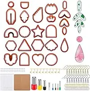GYB 142 Pcs Polymer Clay Cutters, 24 Multi Shapes Polymer Cutters with Earring Cards, Round Circle Shape Cutters Mold for Polymer Clay Jewelry Making DIY Earring