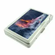 Volcanoes Lava D9 Cigarette Case with Built in Lighter Metal Wallet
