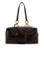 Prada Dangle Medium Leather Top Handle Bag Brown
