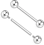 [AROWRO] G23 Titanium Nipple Rings Nipple Piercing Nipple Bar Tongue Piercing Jewelry 14G Internally Threaded Straight Barbells Bridge Piercing Jewelry 12mm-20mm