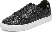 [Bernal] Women Glitter Sneakers Fashion Shiny Sparkle Sneakers Lightweight Rubber Outsole Non Slip Lace Up Walking Shoes