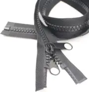 #10 72 Inch Separating Large Plastic Zippers Black Tape with Double Pull Tab Sli