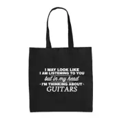My Head I'm Guitars - Canvas Tote Bag - Guitarist Musician Music Electric