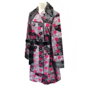 Custo Barcelona Belted trench coat,checkered pattern,size40 DARLA PINK 792581 01