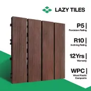 Interlocking Floor Tile - Indoor & Outdoor Tile - WPC Wood Decking - Cherry Red