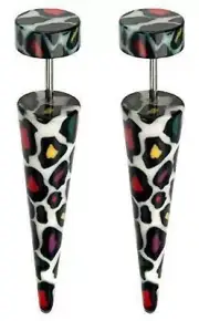 Body Accentz Earrings Solid Acrylic Multi Color Leopard Printed Acrylic 18g Faux