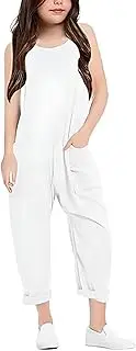 [Generic] Girl's Sleeveless Jumpsuits Spaghetti Strap Long Comfortable Leisure Style Summer Comfy Fashion Toddler Trousers
