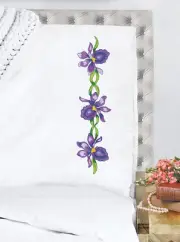 Tobin Design Works Crafts, Irises Stamped for Embroidery Pillowcases-Set of 2