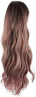 AUTSUPPL Fluffy Wavy Wig Long Wig for Women with Bangs Glueless Lace Front Wigs Natural Hair Suitable for Occasions