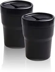 AIMALL 2PCS Compact Car Trash Bin, Mini Garbage Can for Auto, Vehicle Dustbin and Storage Holder, Fits in Cup Holder, 4.02x3.15x2.36 Inches
