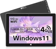 Windows 11 Unlocked Tablet - 10 Inch, 128GB+6GB, 5MP+2MP Camera, 5G WiFi GPS/BT, 6000mAh Battery, 1280 * 800 IPS Screen, Cellular