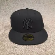 New Era New York Yankees Hat Cap Mens Fitted Size 7 1/2 Black MLB Baseball 5950