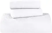 Superior Cotton 3-Piece Bedspread Set, Home Bed Decor, Warm Bedding, 1 Oversized Bedspread, 2 Pillow Shams, Medium Weight Blanket, Medallion Scroll, Matelasse Woven, Victory Collection, Queen, White